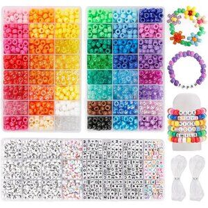 Pony Beads for Friendship Bracelet Making Kit 48 Colors Kandi Beads Set